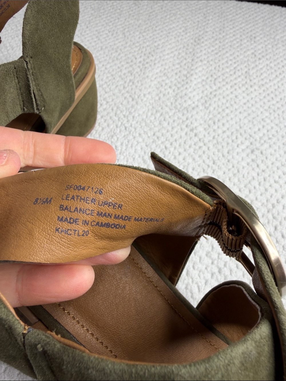 Söfft Coryn Olive Green Suede Block Heel Strappy Sandals Buckle Size 8.5M Boho - Picture 8 of 12